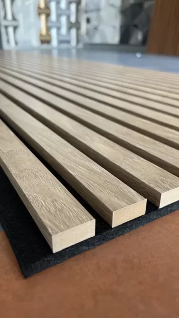 Akustik Panel 244x60 - Gerçek Ahşap Lamel Ses Yalıtımlı - Açık Kahve No2 - Görsel 8