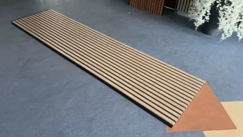 Akustik Panel 244x60 - Gerçek Ahşap Lamel Ses Yalıtımlı - Açık Kahve No2 - Görsel 9