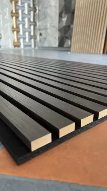 Akustik Panel 244x60  - Gerçek Ahşap Lamel Ses Yalıtımlı - Siyah no1 - Görsel 7