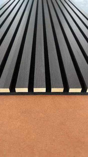 Akustik Panel 244x60  - Gerçek Ahşap Lamel Ses Yalıtımlı - Siyah no1 - Görsel 8