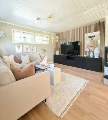 Akustik Panel 244x60 - Gerçek Ahşap Lamel Ses Yalıtımlı - Açık Kahve No2 - Görsel 2