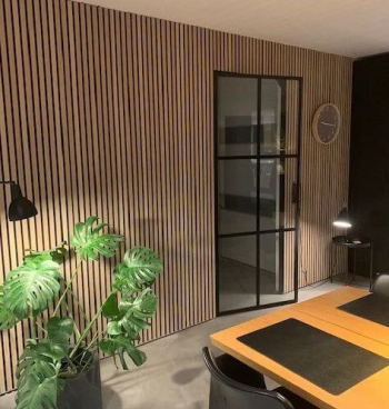 Akustik Panel 244x60 - Gerçek Ahşap Lamel Ses Yalıtımlı - Açık Kahve No2 - Görsel 3