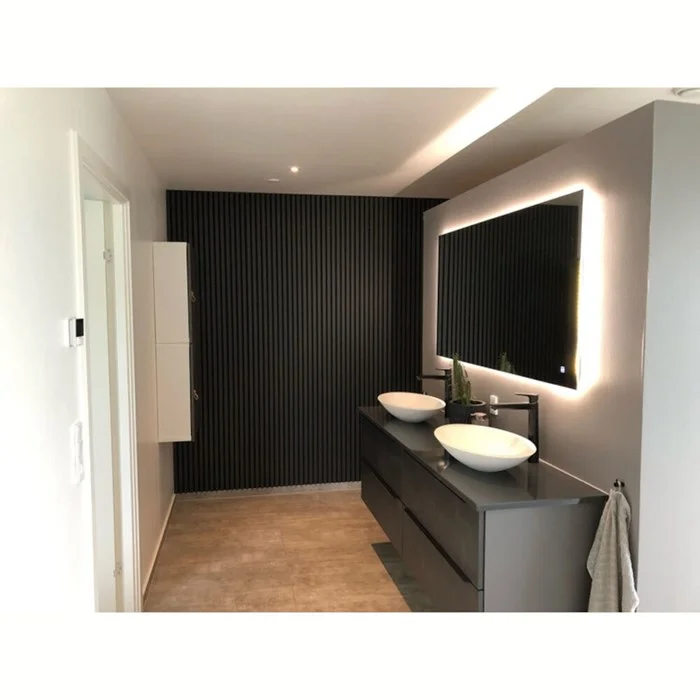 siyahlatapanel Akustik Panel 244x60  - Gerçek Ahşap Lamel Ses Yalıtımlı - Siyah no1 - Görsel 3